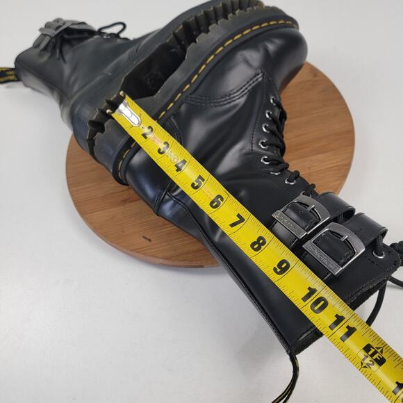 Dr. Martens Caspian Alt Black Leather Mens 7 Womens 8 Combat Tall Zip Up Boots - Picture 11 of 14